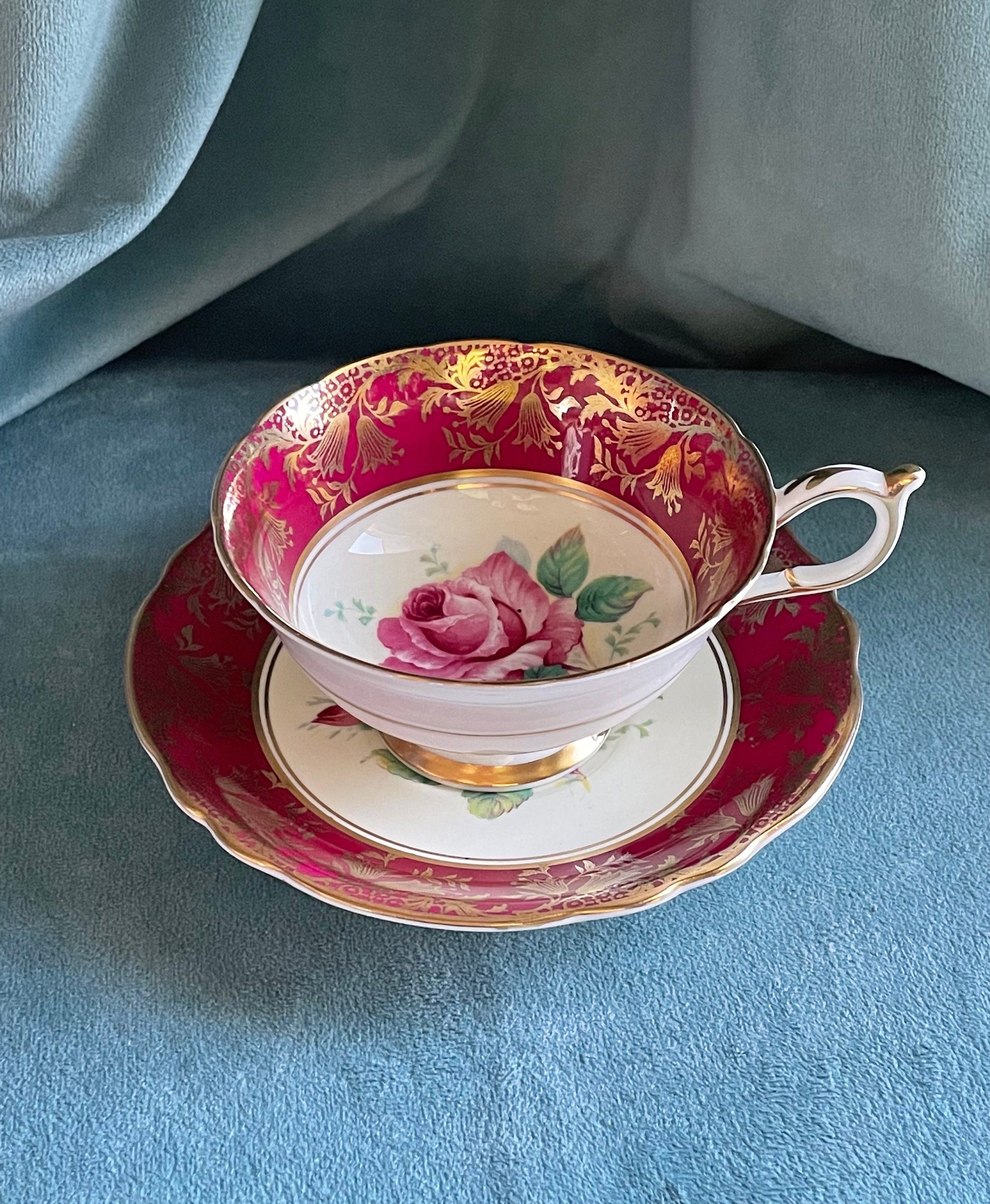 Vintage Paragon Double Warrant Pink Rose Teacup & Saucer Bone
