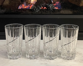 Mikasa Uptown Contemporary Modern Crystal Highball Glasses Set of 4