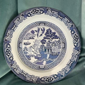 Royal Cuthbertson Blue Willow Porcelain Large Round Serving Plate