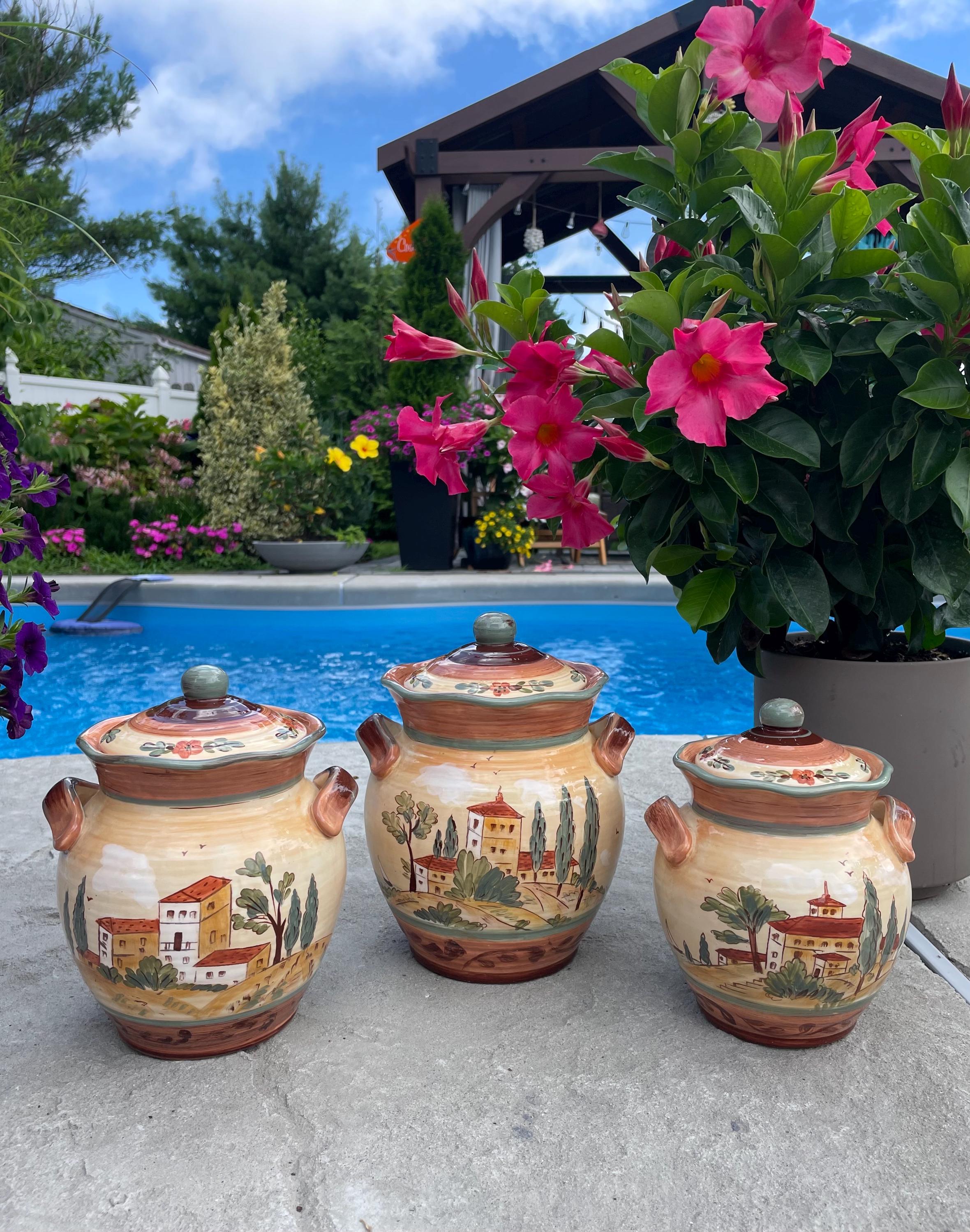 Certified International Tuscan Landscape Ceramic Canister Set of 3