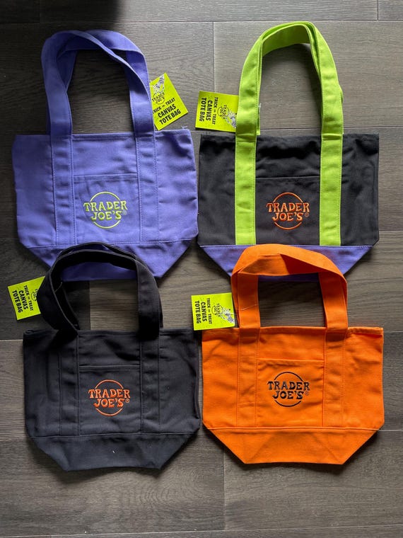 Trader Joe's Mini Canvas Tote Bags, Fall Hallowee… - image 3