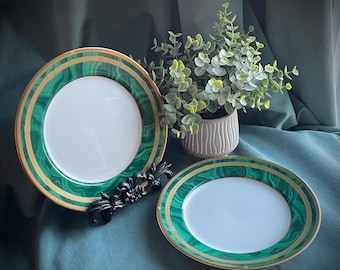 Vintage Christian Dior Gaudron Malachite Place Setting Pieces