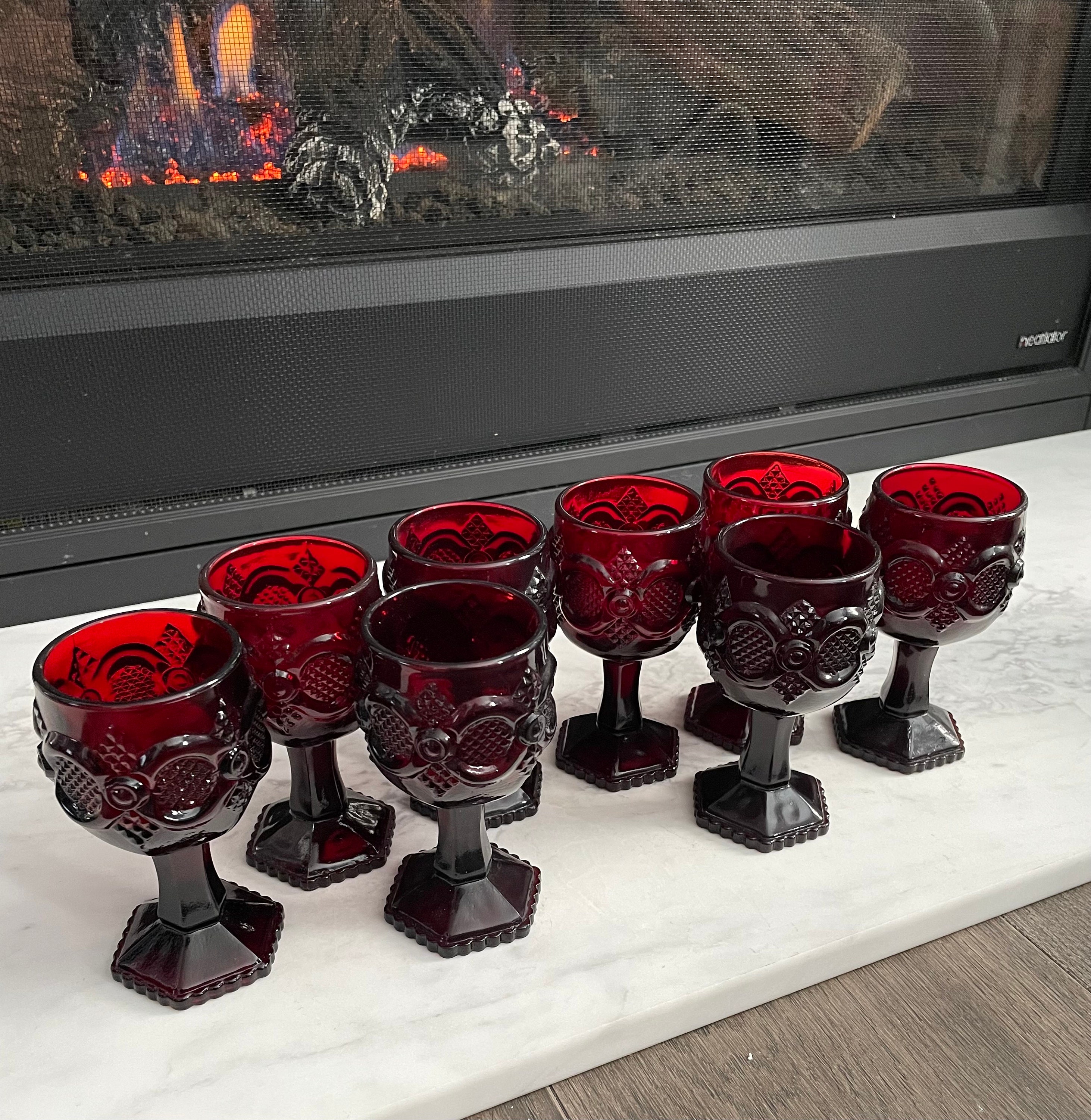 Vintage Avon Cape Cod 1876 Ruby Red Pressed Glass Small Wine