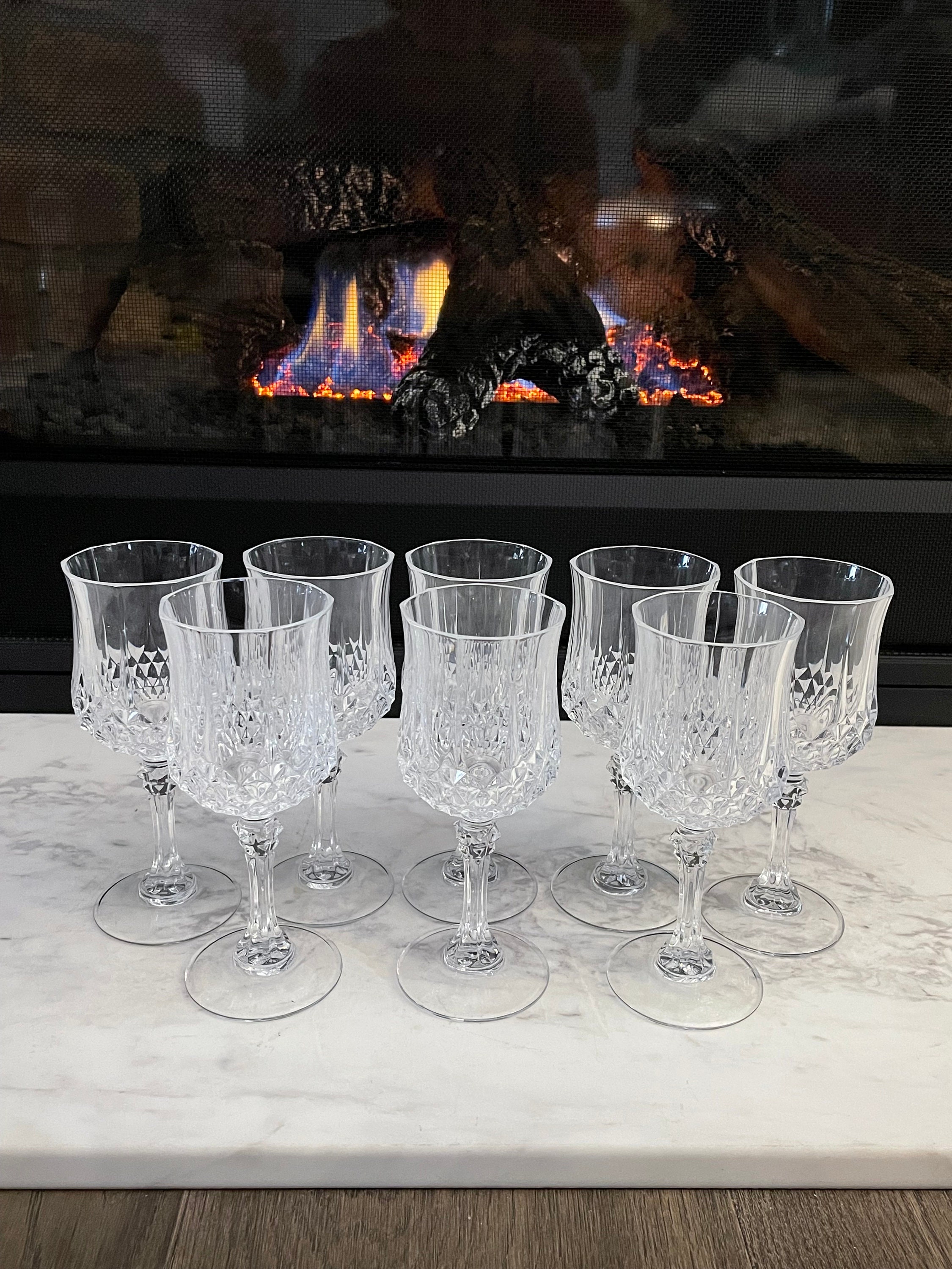 Vintage Cristal D'Arques France Longchamp Crystal Wine Glasses Set of 8