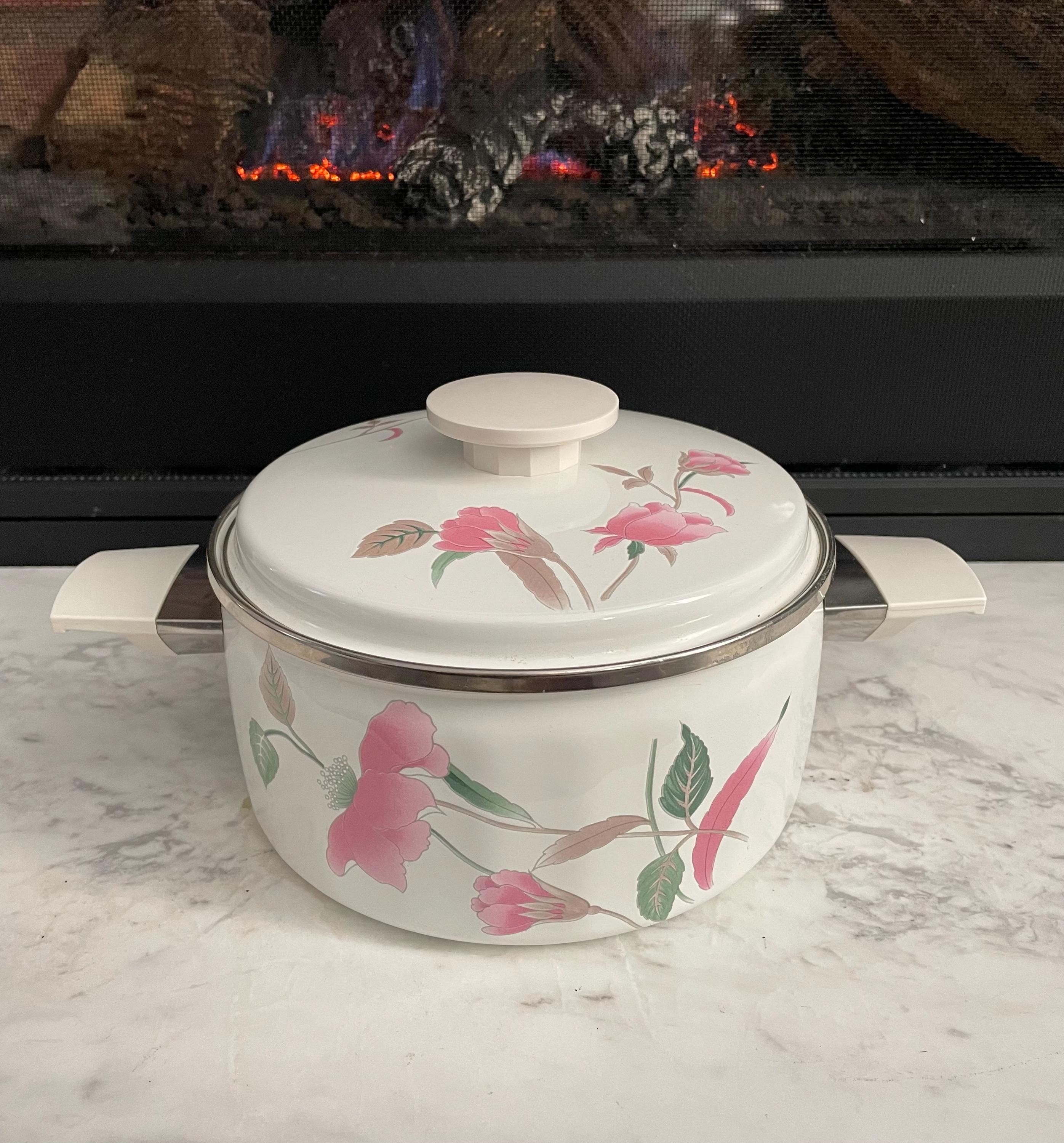 Vintage Mikasa Silk Flowers Enameled Cookware Set - Made in Japan