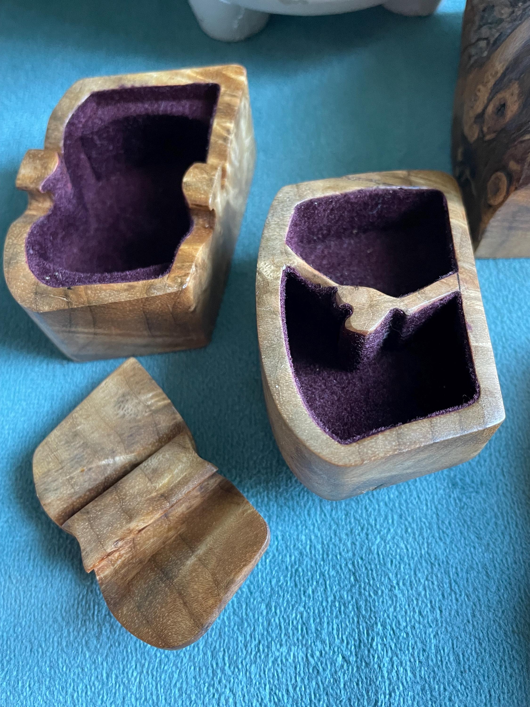 Vintage Richard Rothbard Burl Wood Puzzle Box: Live Edge Jewelry