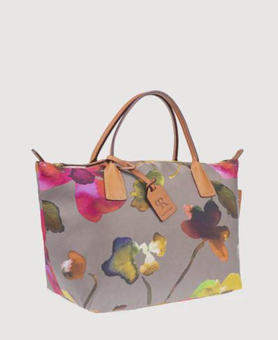 Roberta Pieri Robertina Flower Classic Small Tote Handbag Taupe View 3