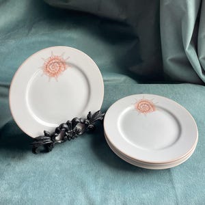 Vintage Fitz and Floyd Coquille Peachy Pink Seashell Coastal Bread and Butter Plates Set of 4