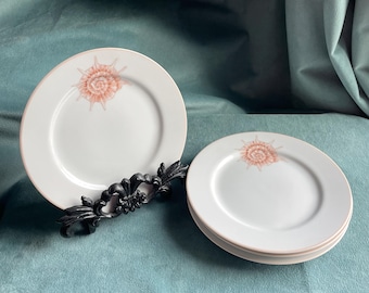 Vintage Fitz and Floyd Coquille Seashell Peachy Pink Coastal Bread and Butter Plates Set of 4