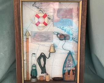 アンティーク　シャドーボックス オブジェ　NAUTICAL GIFTS SHOP Vintage Nautical Shadow Box Hidden Key Holder Cabinet Wall Mount