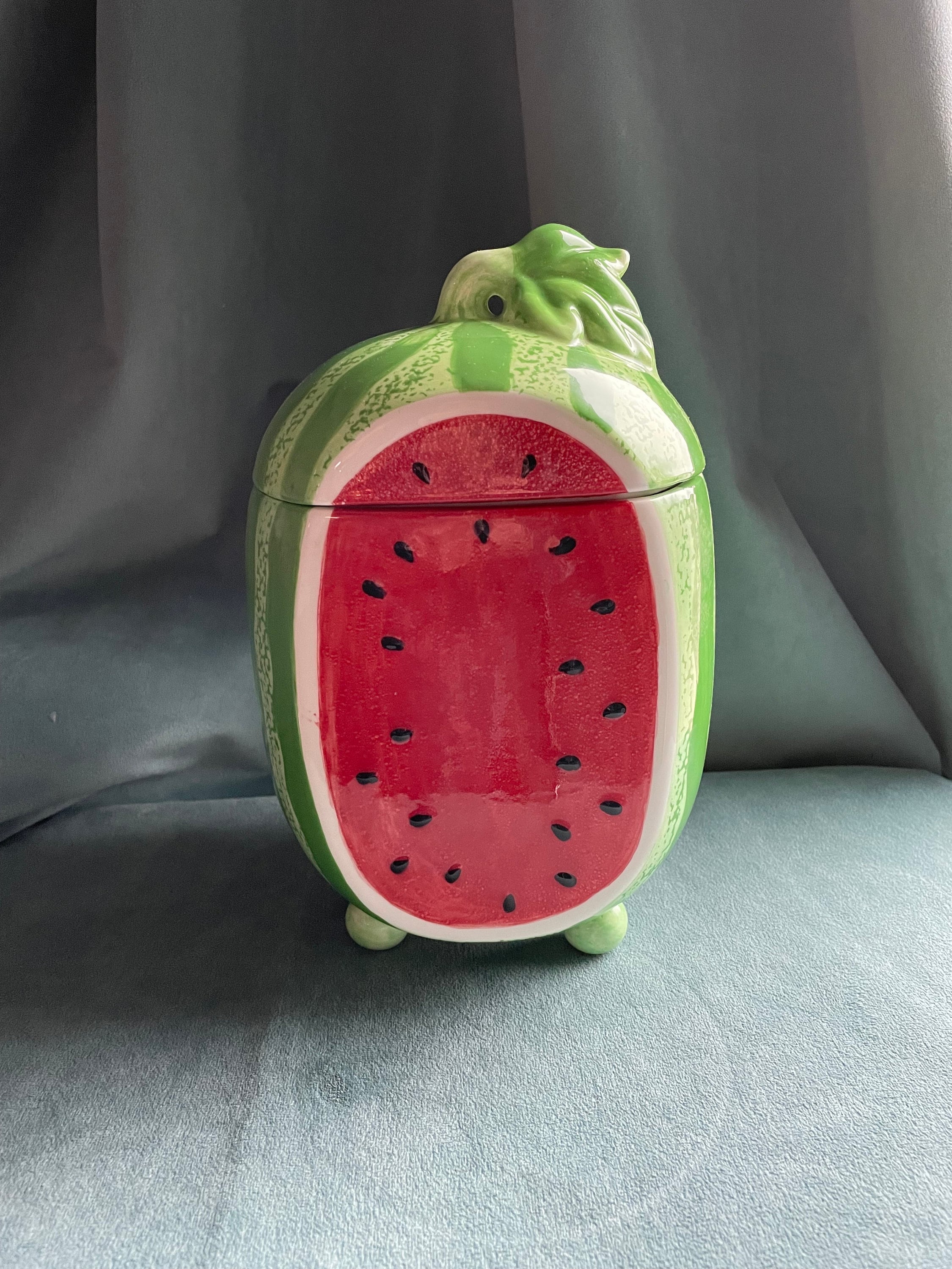 Sonoma Watermelon Shaped Ceramic Cookie Jar 3 Toed - Etsy
