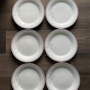 Noritake Japan Malverne Watercolor Orchid Porcelain Dinner Plates Set of 6