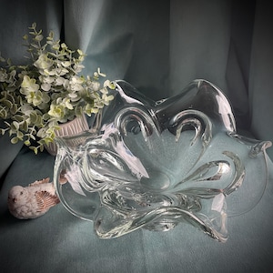 Murano Flower Shaped Art Glass Centerpiece Bowl