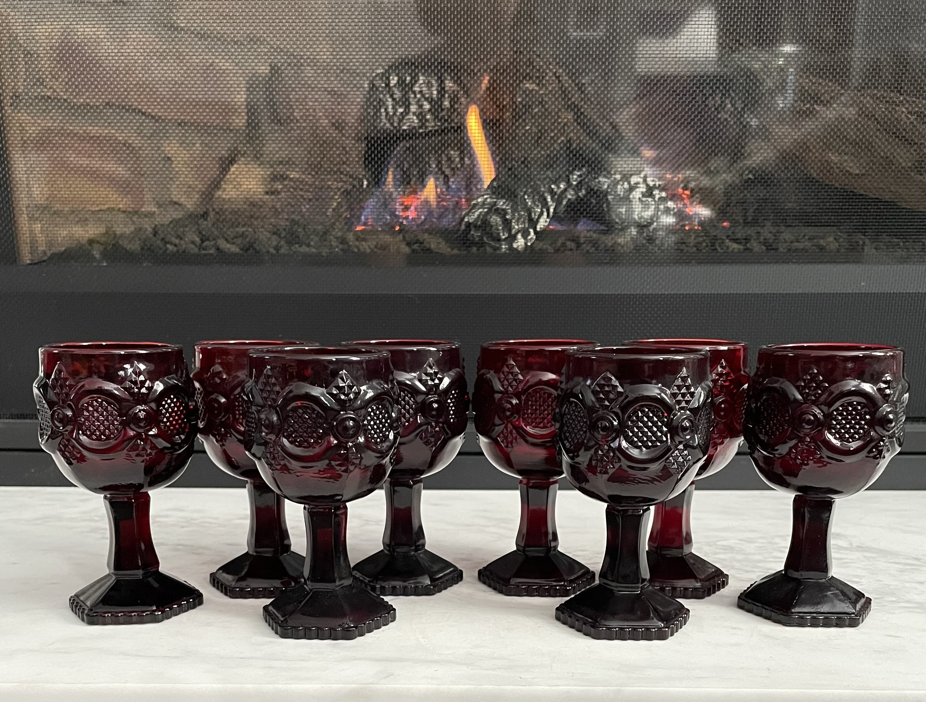 Vintage Avon Cape Cod 1876 Ruby Red Pressed Glass Small Wine