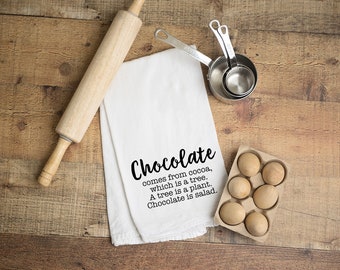 Chocolate comes from Cocoa, Flour Sack Towel