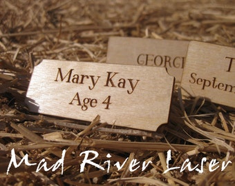 2.5" x 1" Laser Engraved and Cut Wooden Personalized Nameplate - Baltic Birch