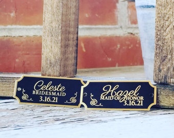 2.5" x 1" Wedding - Personalized Laser Engraved Brass Name Plate with holes and screws