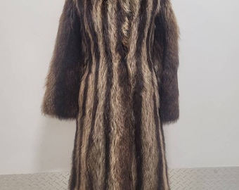 Vintage Raccoon Fur Full-Length Coat - Size S