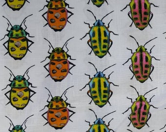 Insects beetles bugs Bolt end 31" x 44". 100% cotton Quilting fabric. wounderful.   Just wounderful fun fabric