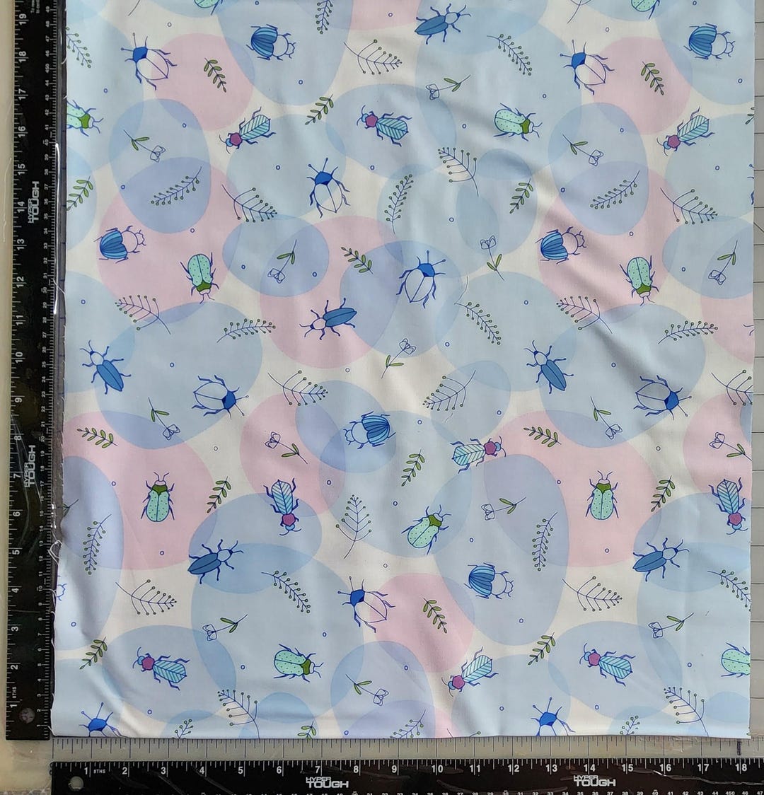 Beatles Insects on Pale Baby Blue and Pink on Mottled Background. 100% ...