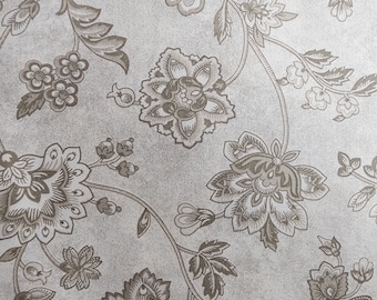 Quilt backing 108" wide, 100% cotton, sold by the half (1/2) yard.  Cut upon order in a single length. cream tan taupe, jacobean floral