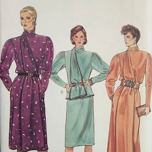 Vogue #8767  size 12, loose fitting straight wrap dress & evening length, top and skirt. Uncut Paper pattern. Very classy