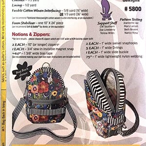 May include: A sewing pattern for a small, convertible bag with a black and white striped exterior and a colorful floral lining. The pattern is called "The High Seas Convertible" and is designed by Studio Kat. The pattern includes instructions for making the bag, as well as a list of materials needed.