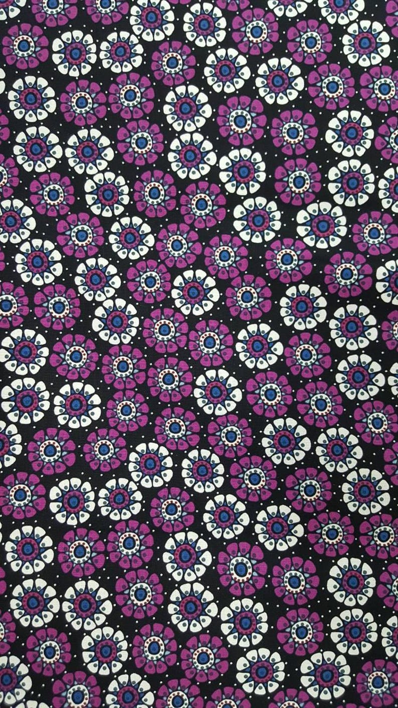 100% cotton Quilting fabric. PRICED by the 1/2 yard & cut on order. Dots dot and more dots Black with purple blue green pink Small print image 5