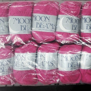 Rare find. Discontinued Brunswick 100% mercerized cotton yarn from the 80&#39;s.  10 skeins in Original packaging.  Glossy fushia. Beautiful .