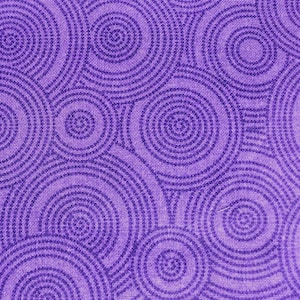 Quilt backing 108&quot; wide, 100% quilting cotton, sold by the half (1/2) yard.  Cut upon order in a single length.  Royal purple circles