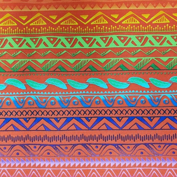 100% cotton Quilting fabric by 1/2 yard cut to order. Pow wow native american South western   Bold hot colors geometric symbols stripe