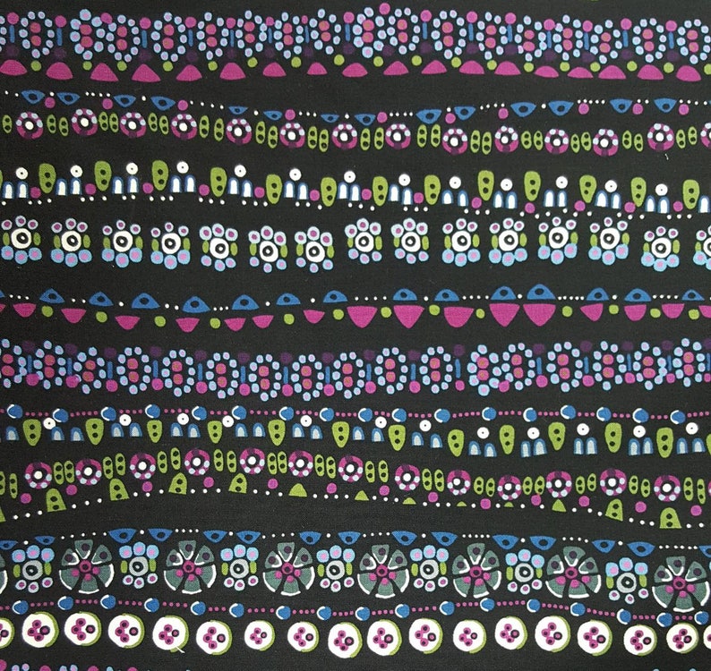 100% cotton Quilting fabric. PRICED by the 1/2 yard & cut on order. Dots dot and more dots Black with purple blue green pink Small print image 3