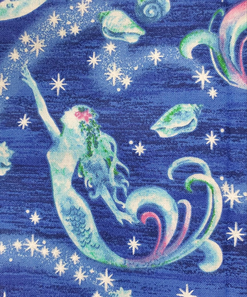 Precut 1/2 yard piece. 100 cotton Quilting fabric. Mermaid Etsy