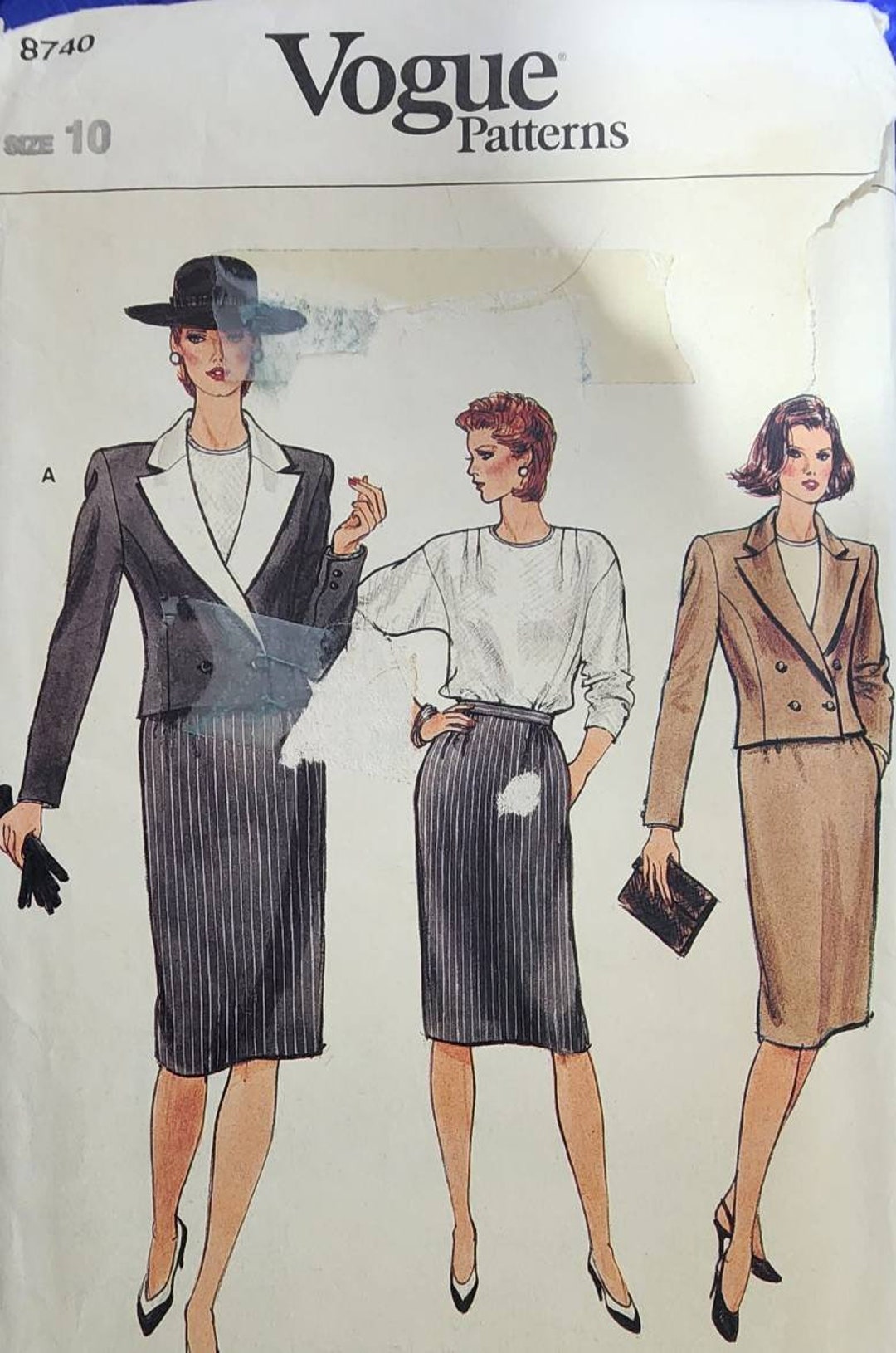 Vogue #8740 Size 10 Very Classy Lines Above Waist Jacket, Straight ...