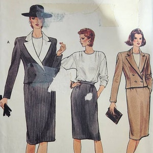 Vogue #8740  size 10 very classy lines above waist jacket, straight skirt and loose fitting pullover top.  Uncut Paper pattern.