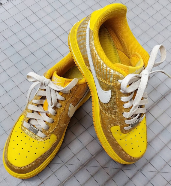 Womens Nike Tennis Shoes Air Force 1, AF-1 82. Genuine, in Near Perfect  Condition. Yellow and Gold Size US 7. GREAT Gift.. 