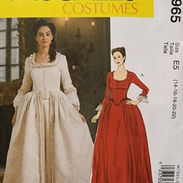 McMcall's period historical costume pattern. #M7965 E5 sizes (14- 16- 18- 20- 22)  floor length dress