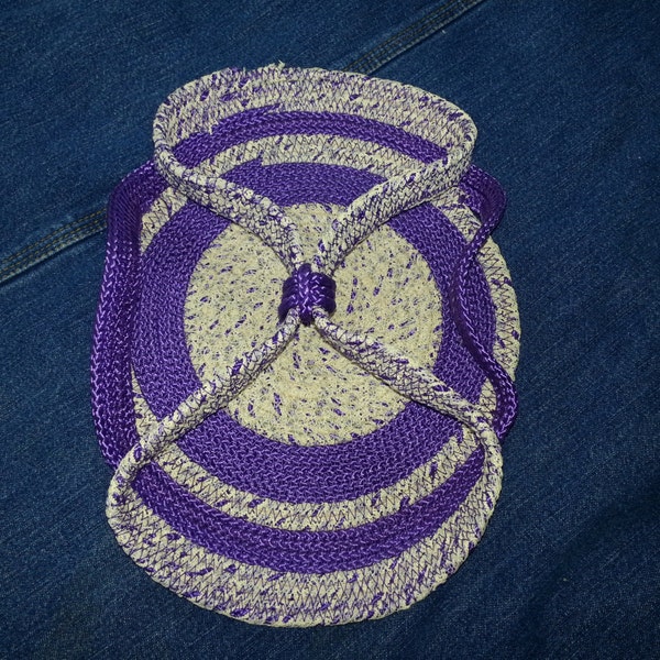 Rope fabric bowl napkin holder Purple, handmade, OOAK, kitchen gift coiled dish picnic, camping, glamping, napkins won't blow away