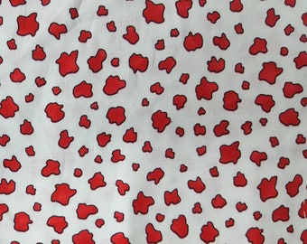 Irregular red spots polka dots on bold clean white background. 100% cotton Quilting fabric.  Bolt end 17" x 44".