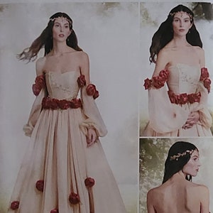 Simplicity historical costume pattern.  S9577  H5 size (6 - 8 - 10 - 12 -14) full skirt, corset & separate full sheer sleeves