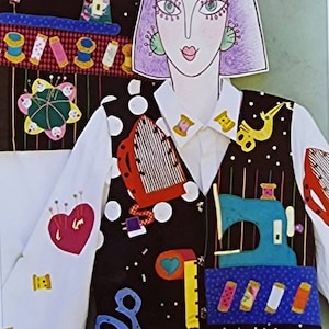 Pavelka vintage uncut applique vest pattern. Sewing theme. So much fun.  Sizes S through L.  Possibilities are absolutely endless.