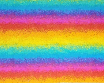 100% cotton Quilting fabric Pre-cut FAT 1/4 yard, happy bright rainbow colors. Pink, orange, blue, lilac, yellow, lime green