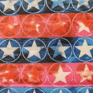 One (1) pre-cut FAT Quarter.  100% cotton Quilting fabric. Patriotic Americana.  red white and blue stars and stripes USA