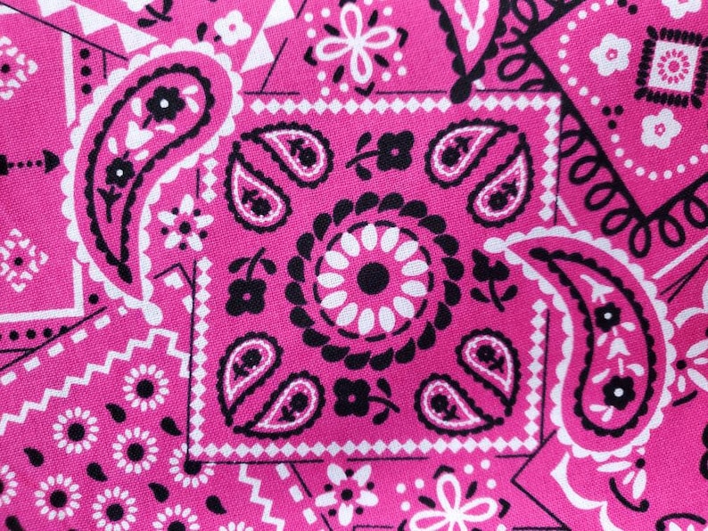Bright Deep Pink Bandana Print 100 Cotton Quilting Fabric Etsy
