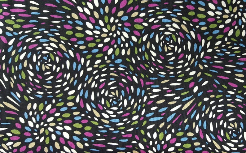 100% cotton Quilting fabric. PRICED by the 1/2 yard & cut on order. Dots dot and more dots Black with purple blue green pink Small print image 4