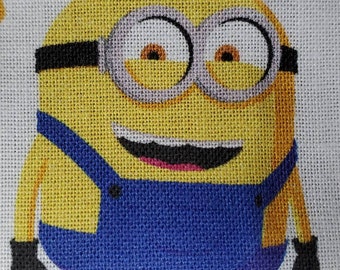 Pre-cut FAT quarter (1) 18"x22".  100% cotton fabric. Minion Minions tossed on white background, Illumination presents