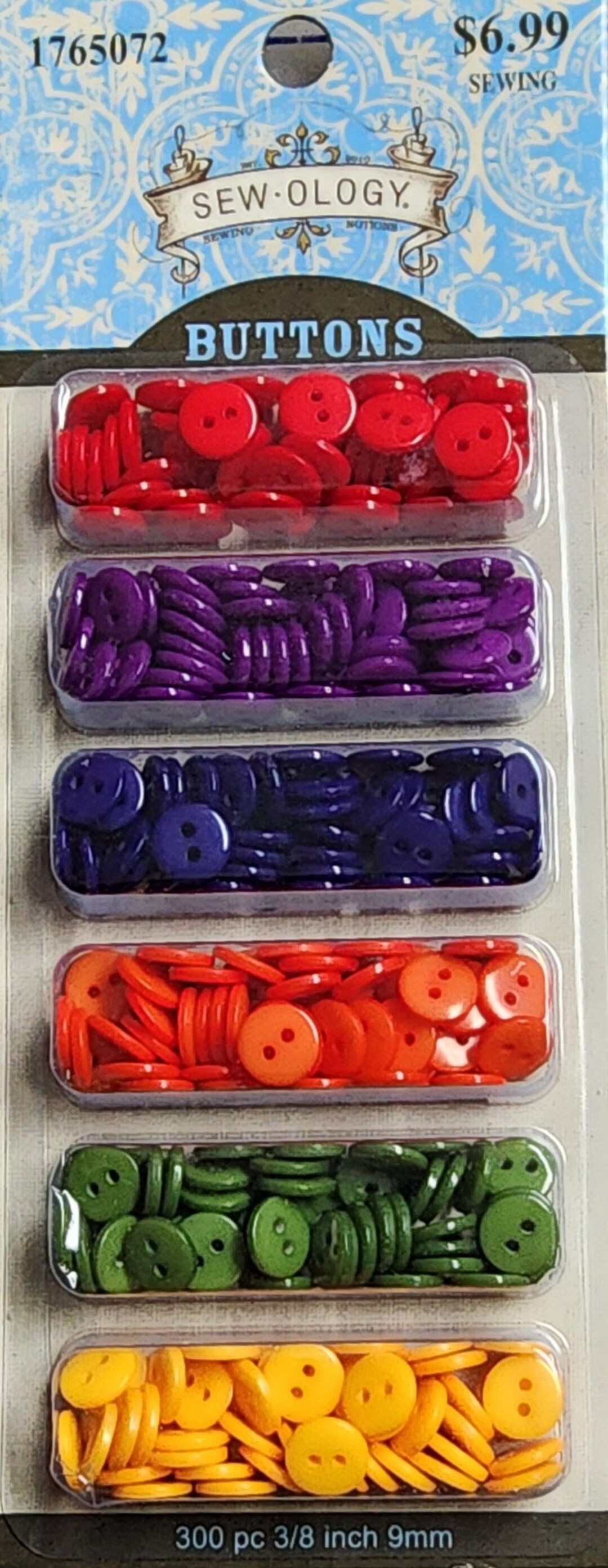 Multi Color Pack, 2 Hole Round Button. 1 Style, 5 Colors. Sewology