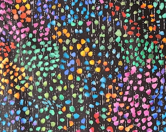 Bright floral buds on black background quilting fabric 100% cotton.   Priced by 1/2 yard, cut on order. Timeless Treasures