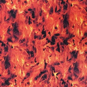 May include: Abstract digital art print featuring a fiery orange and yellow flame pattern on a black background.