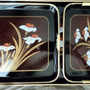 Vintage Toyo Lacquer Ware large tray with nesting Trays